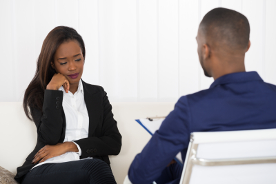 African-American woman having a conversation with the counselor