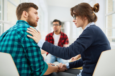 man undergoing psychological treatment