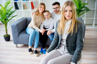 young psychologist and a family